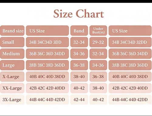 6'7 SmoothLift bra size chart