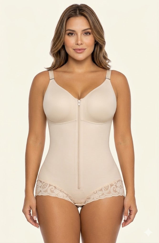 Beige Colombian sculpting body shaper front view
