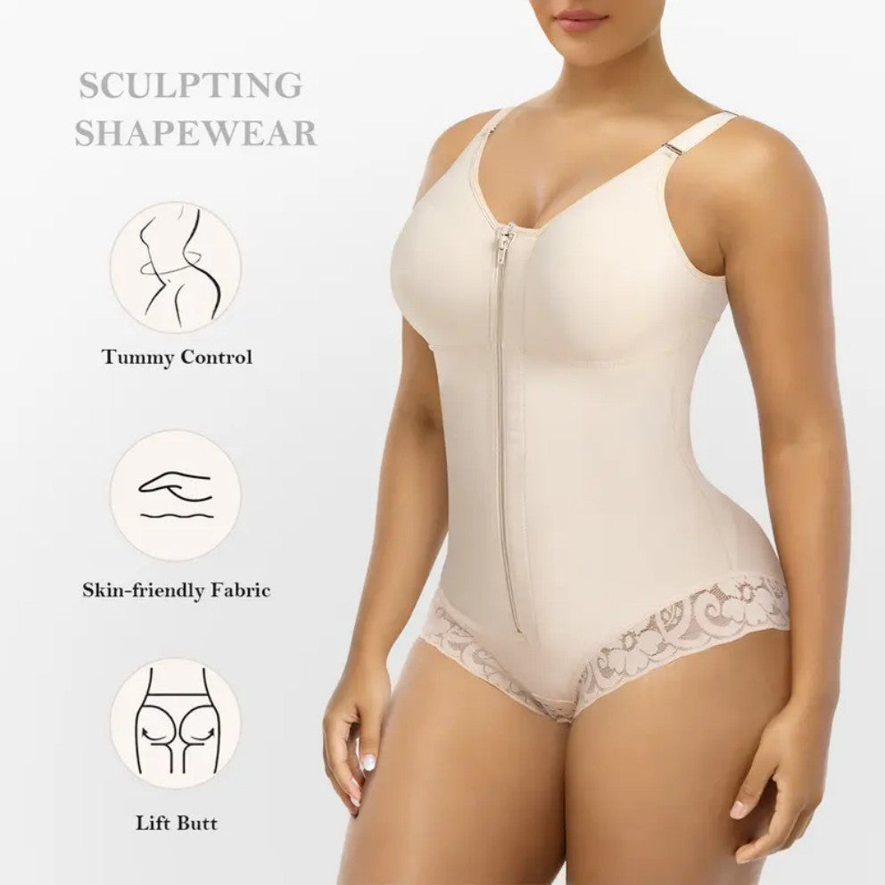 Beige Colombian body shaper side profile and shaping features